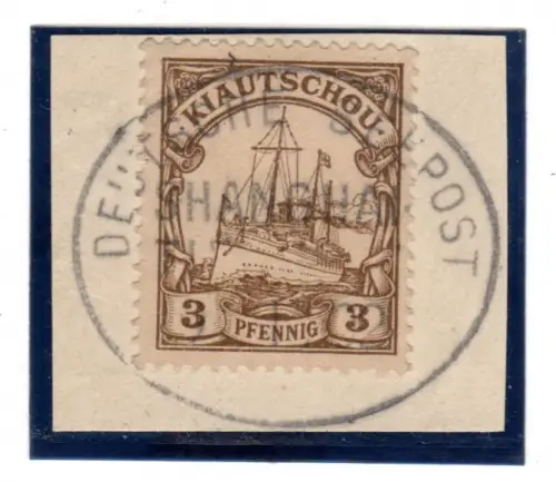 Kiautschou, Dt. Seepost Shanghai-Tientsin 9.1.02 auf sauberem Briefstück m. 3 Pf
