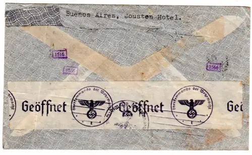 Argentinien 1940, 3 Marken auf LATI Luftpost Brief n. Berlin m. dt. OKW-Zensur