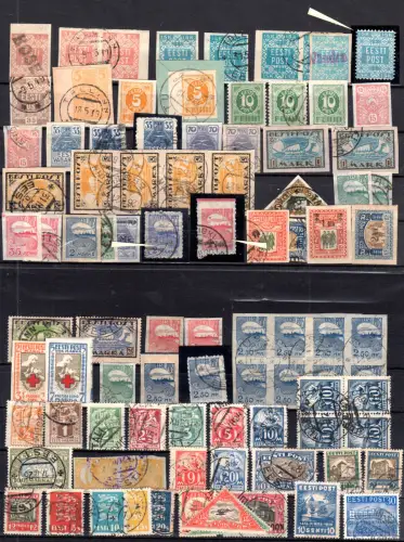 Estland, 92 Marken d. ersten Augaben, dabei Nr. 2 gez. u. 3 Postmeisterzähnungen