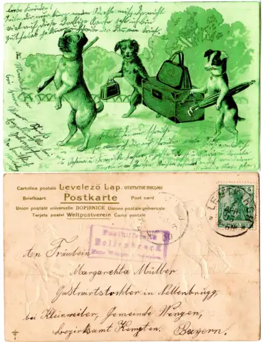 Bayern 1905, Posthilfstelle NELLENBRUCK Taxe Wengen auf AK m. 5 Pf. Germania