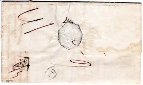 Belgien 1848, K2 Bruxelles u. R1 PP sowie L1 FRANCO auf Brief n. Braunschweig