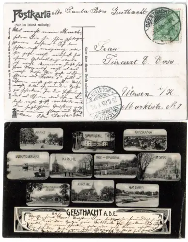 Geesthacht A.D.E.,1905 gebr. Mehrbild sw-AK