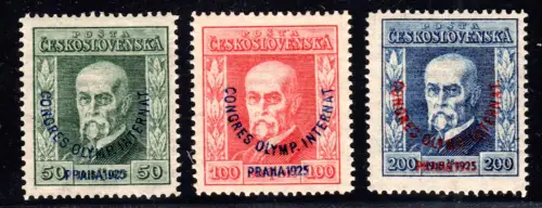 Tschechoslowakei 209-211, Int. Olympischer Kongress Prag, postfr. kpl. Ausgabe