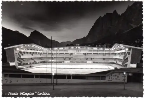 Stadio Olympico Cortina, 1956 gebr. sw-AK des Olympia Stadions
