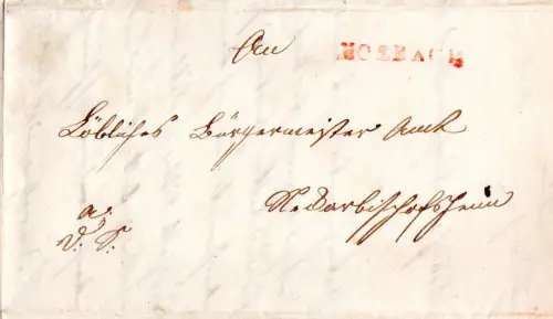 Baden 1847, L1 Neckarbischofsheim u. Mosbach auf hin+her verwendetem Faltbrief