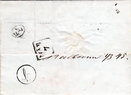Württemberg 1845, L2 Heilbronn auf Porto Brief ins Herzogtum Braunschweig
