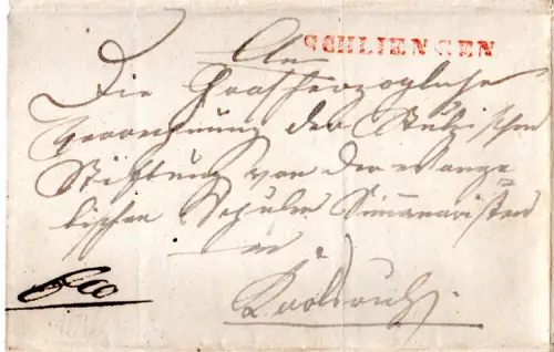 Baden 1846, L1 Schliengen u. R2 Carlsruhe auf 2mal verwendetem Faltbrief