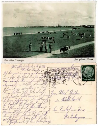DR 1940, Landpost Stpl. MUNSTERHEIDE LAGER SÜD über Wesermünde auf AK m. 6 Pf. 