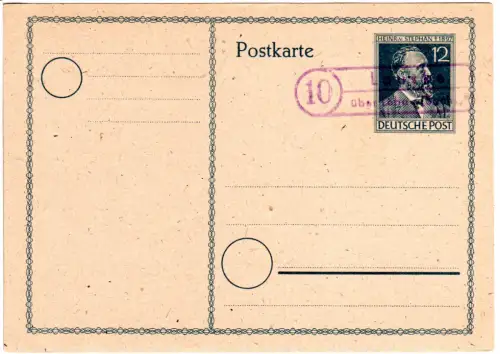 Landpoststempel 10 LAUSKE über Löbau, Stempelprobe auf blanko 12 Pf. Ganzsache