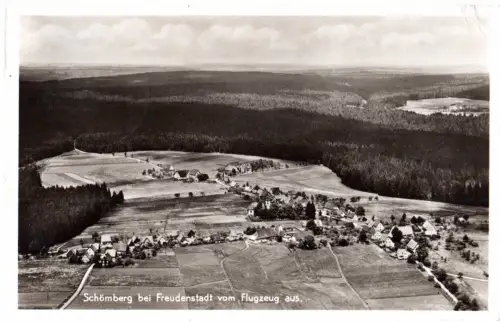 DR 1939, Landpost Stpl. SCHÖMBERG über Freudenstadt auf Luftbild-AK m. 6 Pf. 