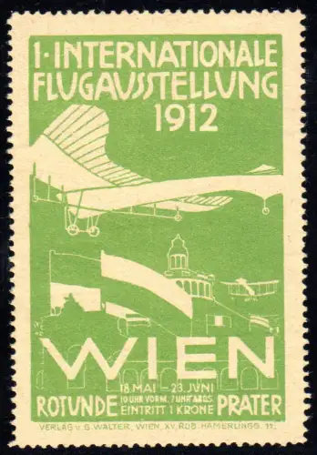 Österreich 1912, 1. Internationale Flugausstellung Wien, Vignette m. Flugzeug