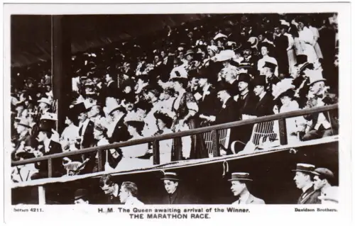 Olympiade 1908 London, Queen awaiting winner of Marathon Race, ungebr. Foto AK