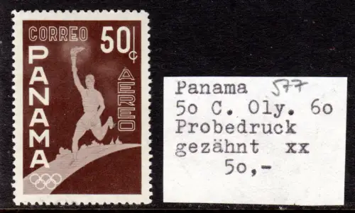 Panama 577, gezähnter Probedruck 50 C. Olympiade 1960 (Fackelläufer).