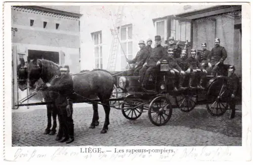 Belgien, Liège. Les sapeurs-pompiers, 1916 gebr. Feuerwehr AK