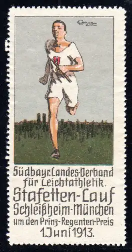 Schleissheim-München 1913, Stafetten-Lauf Leichtathletik-Vignette 