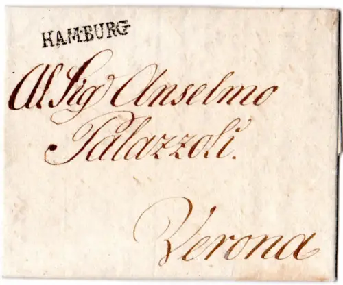 Hamburg 1795, L1 Hamburg klar auf kl.Brief n. Verona Italien