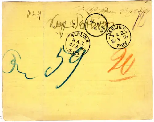 Italien 1889, 1,75 L. Paketkarte Ganzsache v. Avellino via Schweiz n. Berlin