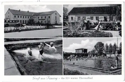 BRD 1955, Landpost Stpl. 13b FÜSSING über Pocking auf sw-AK m. 10 Pf. 