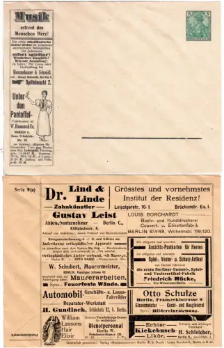 DR PGU 1 B1/09, ungebr. 5 Pf. Reklame Privatganzsachenumschlag, u.a. Musik Likör