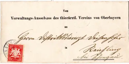 Bayern 1898, 10 Pf. auf Veterinär Brief v. Grafing n. Reichling b. Schongau