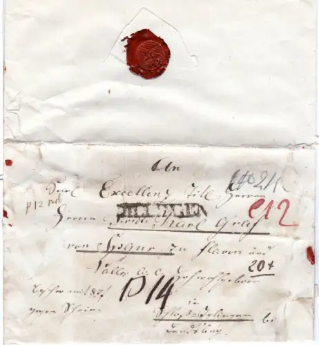 Bayern 1842, L1 Dillingen auf Brief v. Mödingen n. Iglingen b. Landsberg