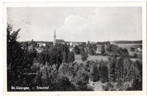 BRD 1957, Landpost Stpl. 13b St. GEORGEN über Traunstein auf sw-AK m. 10 Pf. 