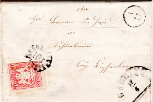 Bayern 1867, G1-Briefträgerstpl. auf Brief v Weinsfeld m. 3 Kr u. MR 167 Greding