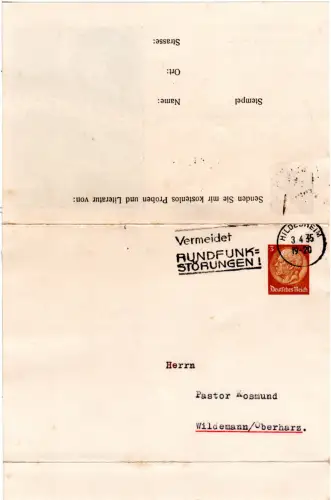 DR 1935, gebr. 3+3 Pf. Privatganzsache-Klappkarte Rheumasan m. Abb.