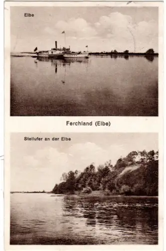 DR 1931, Landpost Stpl. FERCHLAND Genthin Land auf sw-AK m. Dampfer u. 6 Pf. 