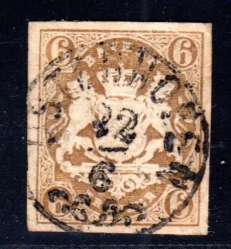 Bayern, Zierstempel Osterhofen klar u. zentrisch auf breitrandiger 6 Kr. Geprüft