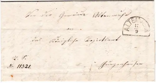 Bayern 1869, Ufr. HKS Altenmuhr auf Gemeinde Brief n. Gunzenhausen