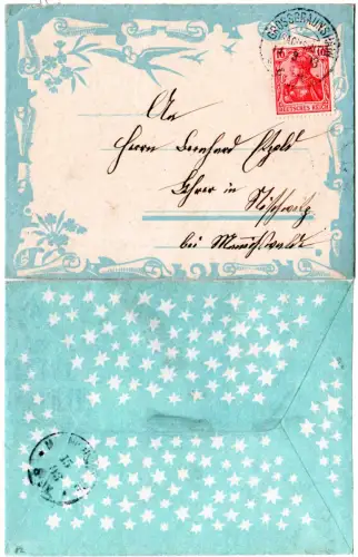 DR 1903, 10 Pf. auf Zierbrief m. Inhalt v. Grossbraunshain