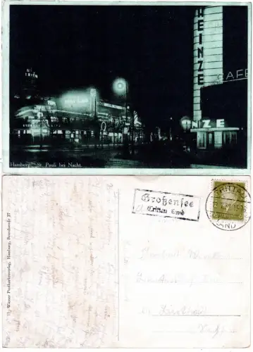 DR 1932, Landpost Stpl GROSSENSEE Trittau Land auf Hamburg St. Pauli AK m. 6 Pf 