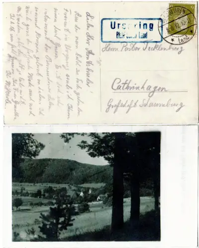 DR 1932, Landpost Stpl. URSPRING Blaubeuren Land auf sw-AK m. 6 Pf.