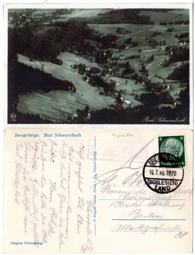 DR 1935, Landpost Stpl. WIGANDSTHAL (Bahnhof) über Greiffenberg auf AK m. 6 Pf.