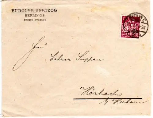 DR 1921, 60 Pf. m. perfin auf Firmenbrief v. Berlin