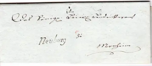 Bayern 1806, Schreibschrift-L1 Neuburg auf Brief n. Monheim