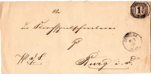 NDP 1871, 1 Gr. Dienst auf Brief m. rs. Amtssiegel v. K1 Eddelak n. Burg 