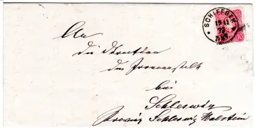 DR 1879, 10 Pfge. auf Brief v. Reinbek m. K1 Schiffbek