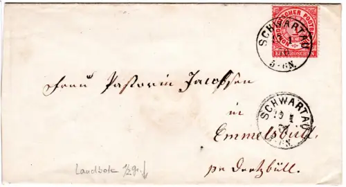 NDP 1870, 1 Gr. auf Schleswig-Holstein Brief v. Schwartau n. Emmelsbüll
