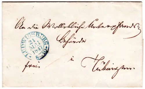 Württemberg 1847, K2 LUDWIGSBURG auf sauberem Franko Brief 