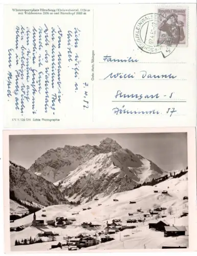 Österreich, Hirschegg m. Widderstein, 1952 gebr. Kleinwalsertal Winter-AK 