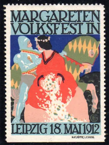 Leipzig 1912, Volksfest in Margareten, schöne Vignette m. Originalgummi