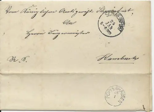 Bayern 1883, kl. K1 POPPENHAUSEN rücks. auf Brief v. Schweinfurt n. Hambach #578