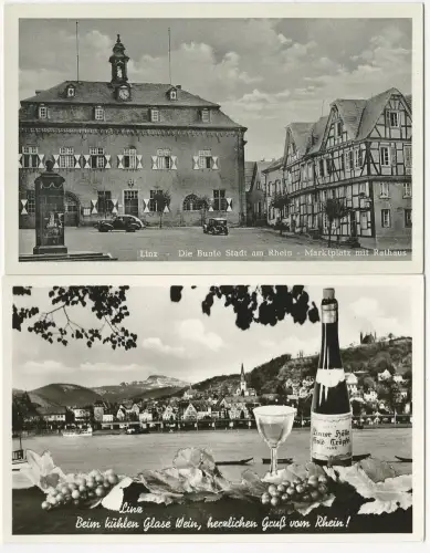 Linz am Rhein, 2 alte ungebr. sw-AK m. Marktplatz u. Wein Motiv. #1878