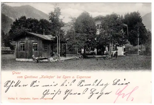 Egern am Tegernsee, Gruss vom Gasthaus Kalkofen 1916 gebr. sw-AK