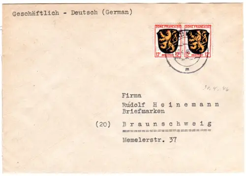 Saar-Vorläufer 1946, MeF 2x12 F. franz. Zone auf  Brief v. Landau