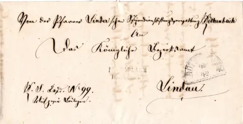 Bayern 1871, L2 POSTABLAGE Röthenbach u. HKS auf Dienstbrief n. Lindau.