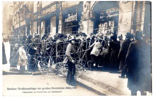 Berlin, Revolution 1919, Passkontrolle am Spittelmarkt, ungebr. sw-AK