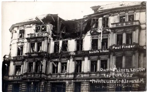 Berlin, Revolution 1919, zerstörtes Haus Prenzlauerstr./Alexanderpl., ungebr. AK